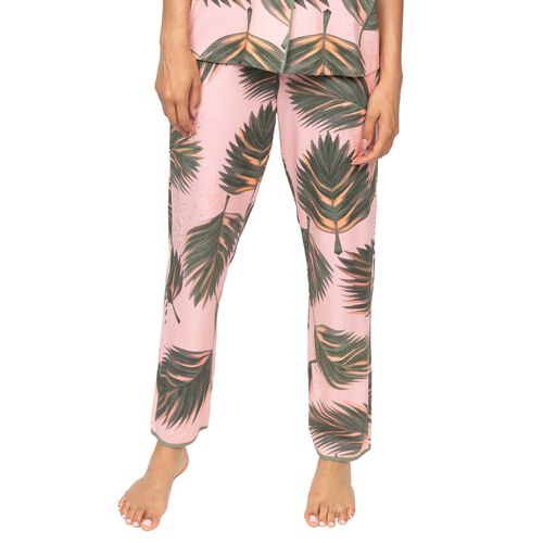 Cyberjammies Salmon Pink Leaf Printed Jersey Pyjama Bottoms